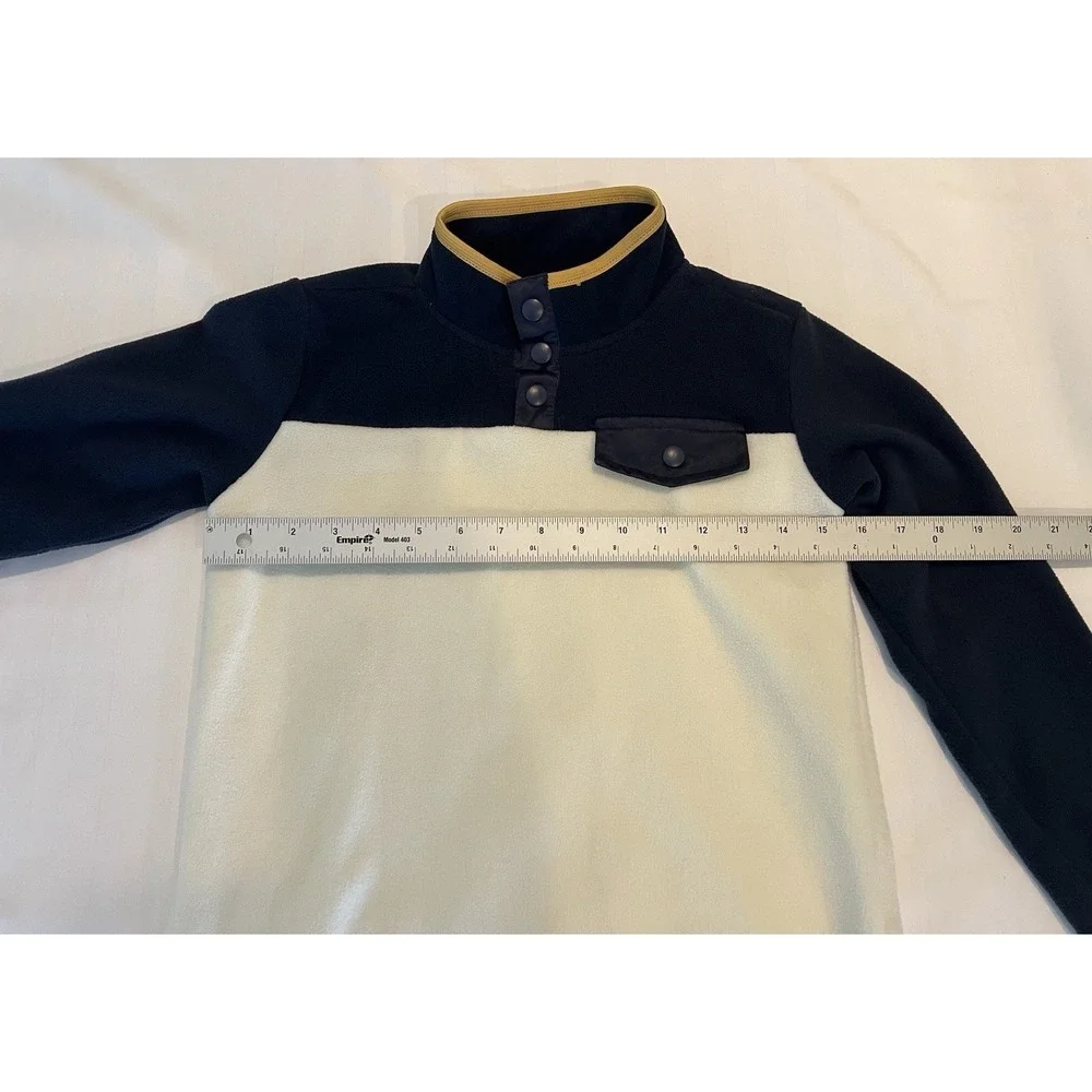 7 For All Mankind Snap Fleece Pullover Sweatshirt Cream Navy Yellow Boys Sz 7